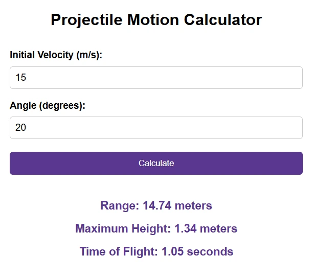 Projectile Motion Calculator